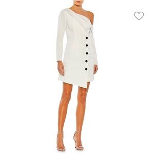 White Blazer Dress - off shoulder - Mac Duggal